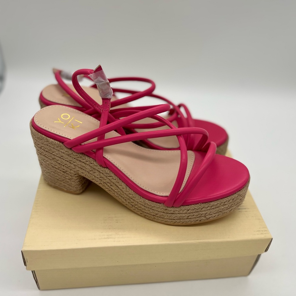 YOKI LENITA Women's Platform Heel with Espadrille, Pink, 10 M US